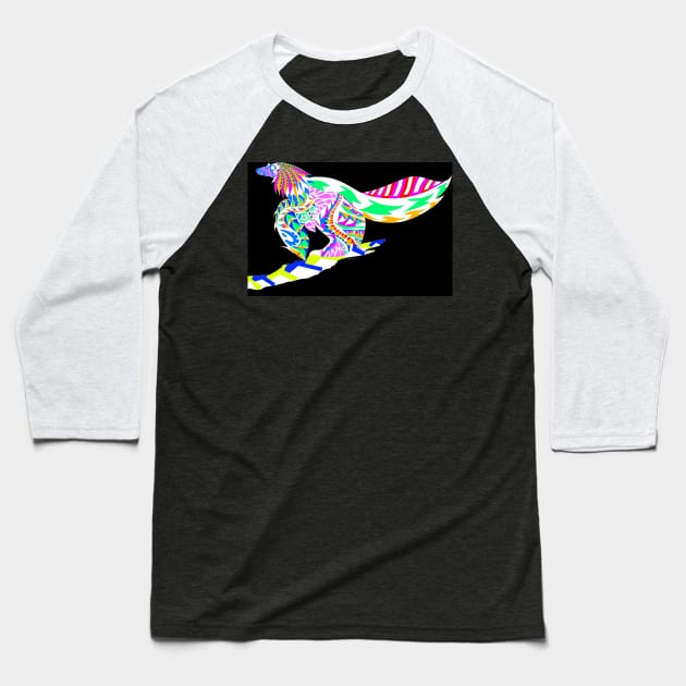 wing fossil dinosaur bird in ecopop zentangle of rainbow Baseball T-Shirt by jorge_lebeau
